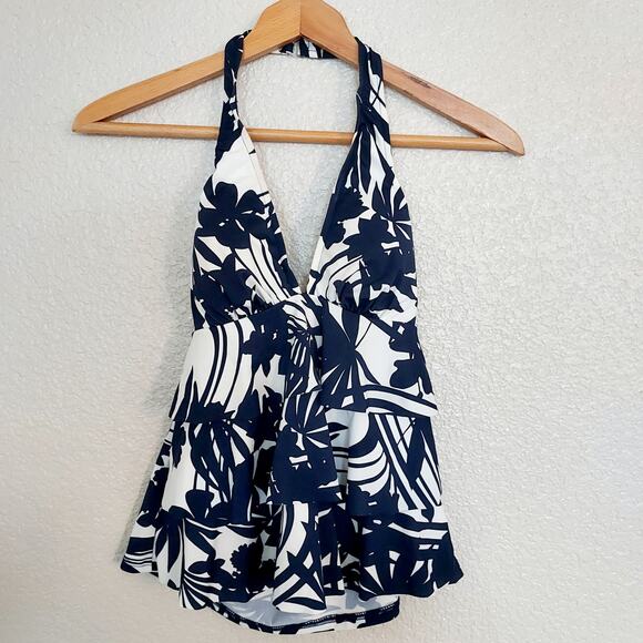 Caribbean Joe Other - Caribbean Joe White & Blue Palm Floral Tankini Size 8